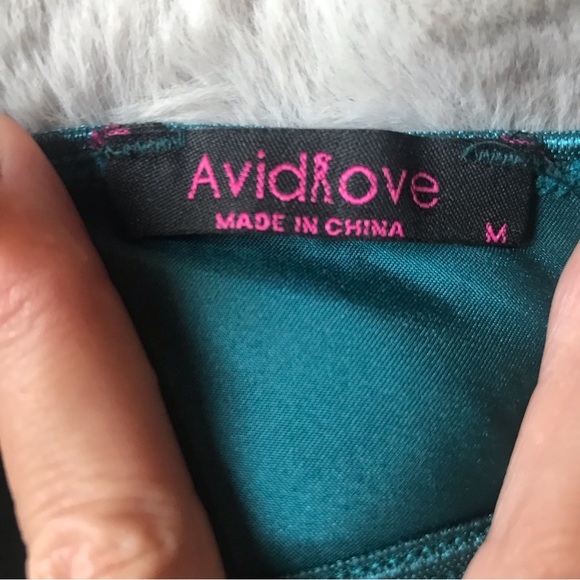 Never worn, no tags, satin and teal lace slip dress medium - Picture 3 of 7